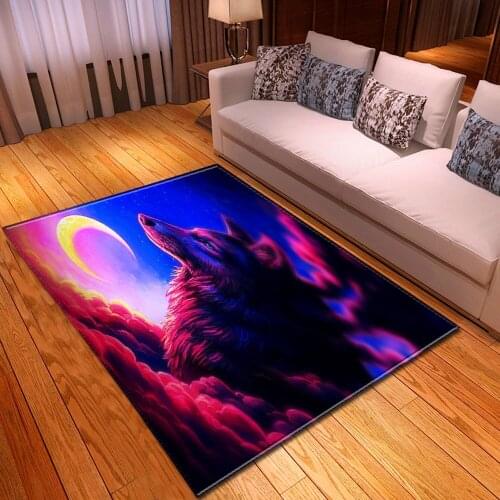 3D Cartoon Animal Wolf pattern Carpets Living Room Table Mats Waterproof Non-slip Polyester Carpet Kids Bedroom Door Floor Rugs