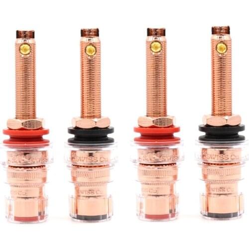 4pcs CMC style Hi-End Eutectic pure Red Coppper plated Speaker Amplifier Binding Post Terminal HIEND