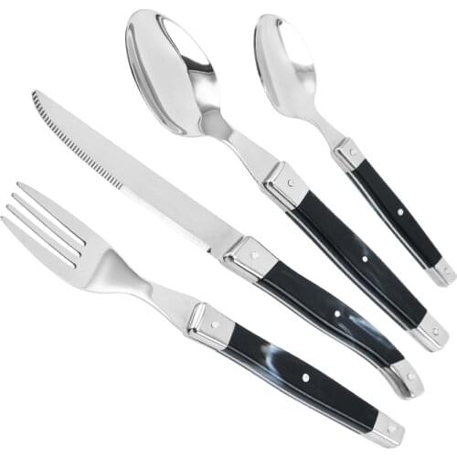 4 Pieces/set Of Stainless Steel Cutlery Set Plastic Handle Cutlery Household Tableware Bar Counter Black Cutlery Silverware