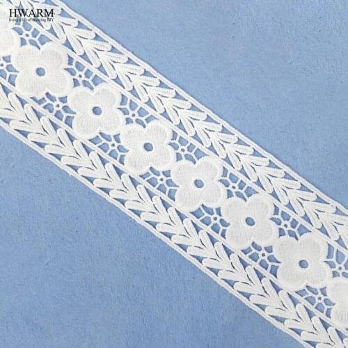 5yards 7.8cm White african lace fabric ribbon DIY wedding decoration for home embroidery water-soluble lace cloth accessories