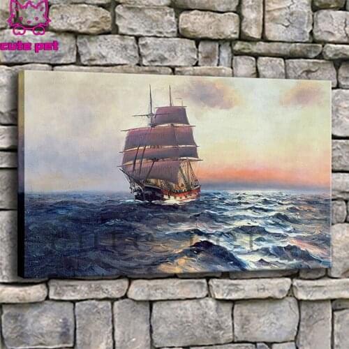 5 d diamondAbstract art, sailing ship at sea mosaic For Living Room Home Decor diamond Painting embroidery mosaic