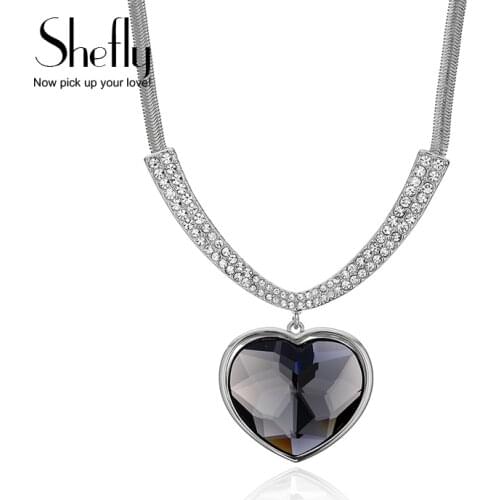 Austrian Crystal Rhinestones Choker Necklace 3 Colors Heart Love Chain Necklaces & Pendants For Women 2018 Gift For Her Jewelry