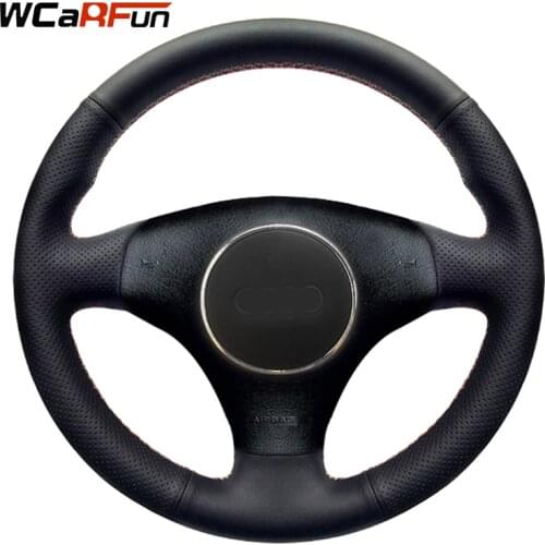 WCaRFun Auto Steering Cover Black Artificial Leather Car Steering Wheel Cover for Audi A3 3-Spoke 2000-2003 Audi TT 1999-2005
