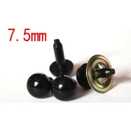 7.5mm Black Plastic Safety Eyes x 50 Pairs - Bear Making Dolls Soft Toys