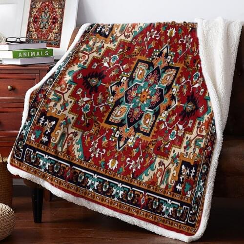 Carpet Flowers Texture Throw Blanket Winter Warm Fleece Blankets and Throws Blankets for Beds Cashmere Bedspreads