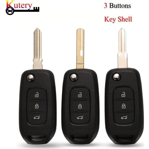 Kutery Remote Folding Car Key Shell For Renault Kadjar Captur Megane 3 Buttons Key Case Fob With HU138TE HU56R VAC102 Blade