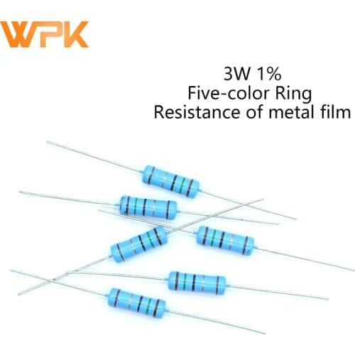 20Pcs 3W Metal Film Resistor 0R-22M 1% Tolerance 0.1R 0.3R 0.39R 1R 1.5R 2R 3R 11R 15R 22R 47R 68R 100R 130R 10 Ohm Resistance