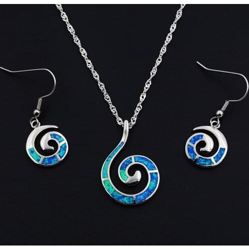 New Arrival Ocean Blue Kyoto Fire Opal Beach Theme Jewelry Sets Swirl Turtle Cat Starfish Palm Tree
