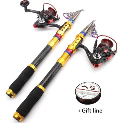2.1m2.4m 2.7m 3.0m 3.6m Super hard Fishing Rod Combos Portable Telescopic Spinning Fishing Pole Reel set for sea carp Trout Rod