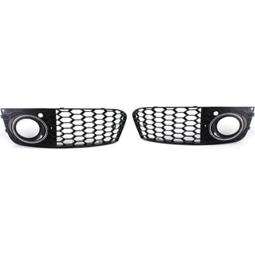 New Chrome Ring Honeycomb Front Fog Light Lamp Cover Grille For Audi A4 B8 2009-2011 Grill 8KD 807 681, 8KD 807 682