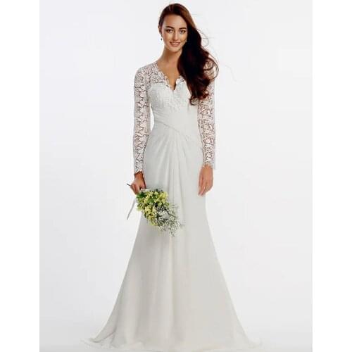 New Foreign Frade A Font Wedding Jewellery Neckline Satin Long-Sleeved Simple Large Size Eegant Matching Bridal Wedding Dress