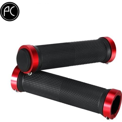 PCycling Bicycle Grips Durable Anti-slip Soft Rubber Aluminum Alloy Integrated Lockable Handlebar Grips Mountain Bike Bar Grips