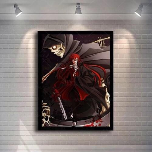Anime Poster Black Butler Terrifying Grell Sutcliff Posters for Room Aesthetic Canvas wall Art Poster Modern Family Bedroom Deco
