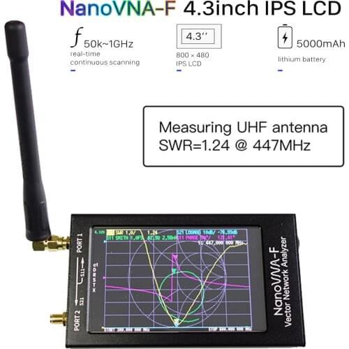 Portable 4.3 Inch IPS TFT Screen NanoVNA-F VNA VHF UHF Antenna Vector Network Analyzer with Built-in 5000mAh Battery