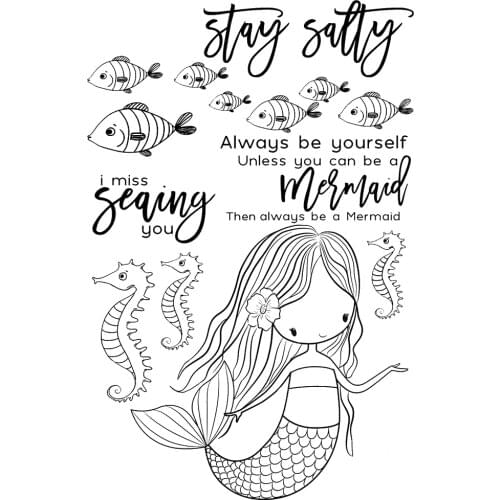 Mermaid Transparent Silicone Stamp Seal for DIY scrapbooking photo album Decorative clear stamps A382