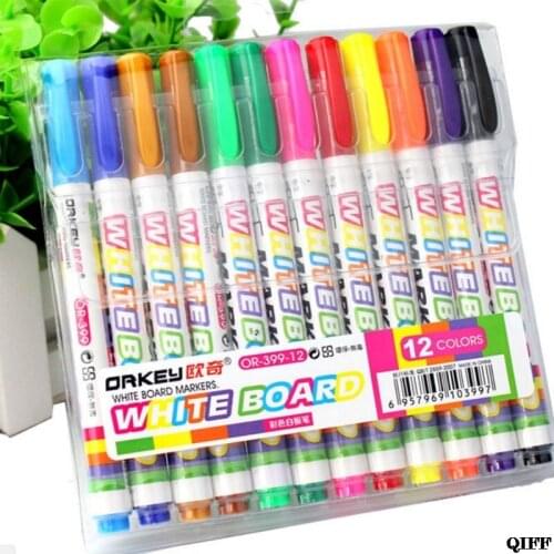 Drop Ship&Wholesale 12 Colors Whiteboard Marker Non Toxic Dry Erase Mark Sign Fine Nib Set Supply APR28