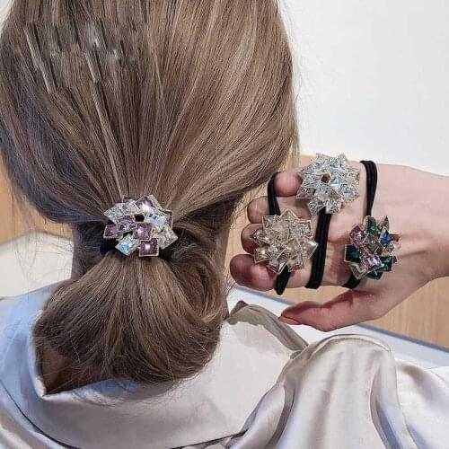 Korean Exquisite Elastic Hair Band Crystal Rhinestone Head Rope Luxury Elegant Fashion Design Ponytail Tie Scrunchies Accesorios