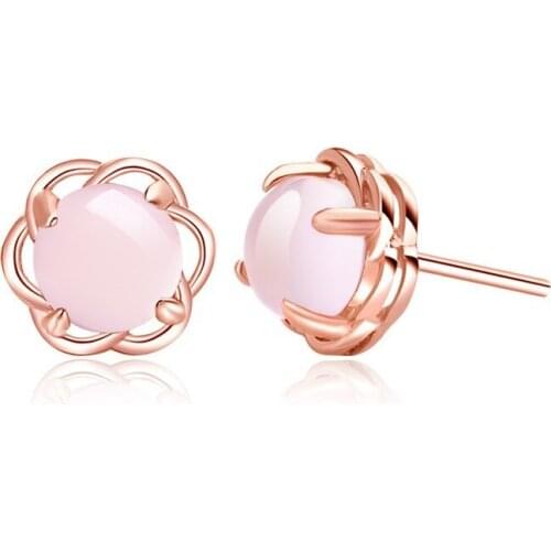 Natural Pink Chalcedony Hand Carved Water Drop Earrings Fashion Personalized Jewelry Mens and Womens 925 Silver InlaidEarrings