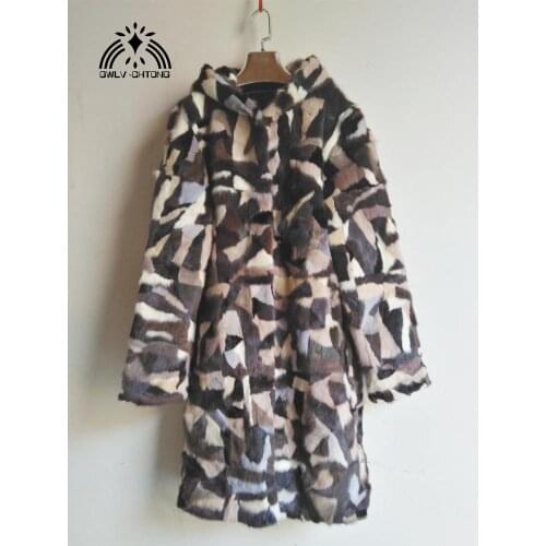 Real natural genuine mink fur coat with hood women fashion colorful X-long warm winter jacket outwear custom any size