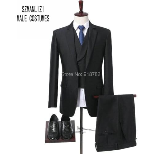Terno Masculino 2018 New Design Fashion Formal Wedding Party Suits Custom Made Black Three Pieces Suit Bruiloft Men Groom Suit
