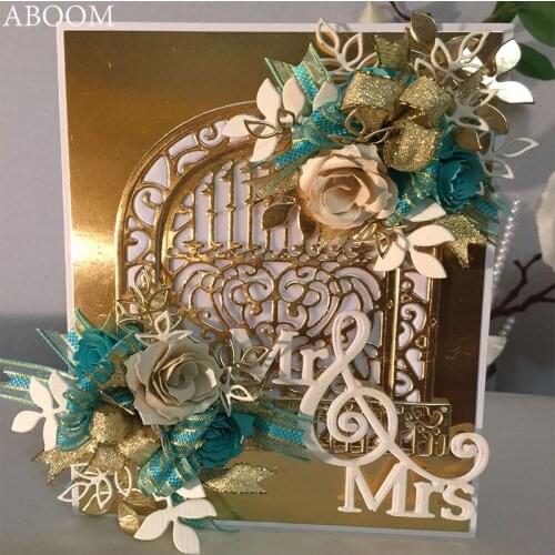 ABOOM Flower Frame Door Stencil Metal Cutting Dies Stencil For DIY Scrapbooking Album Embossing Paper Cards Making Decor Crafts