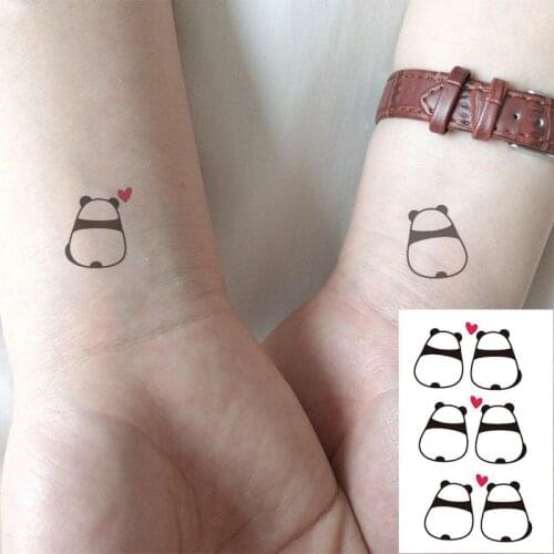 Waterproof TemporaryTatoo Sticker Couple Red Heart Animal Panda Art Tattoo WaterTransfer Fake Flash Tatto for Man Women