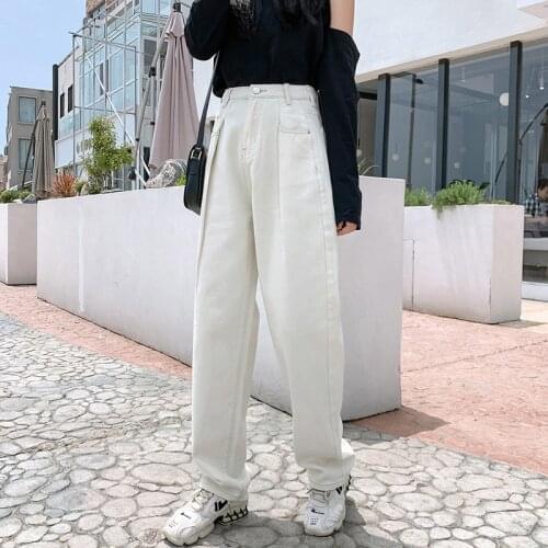 High Waist Woman Jeans Plus Size 100kg Thin Loose Capri Straight Harem Pants Baggy Mom Jeans Cargo Pants Women Fall 2020 Women