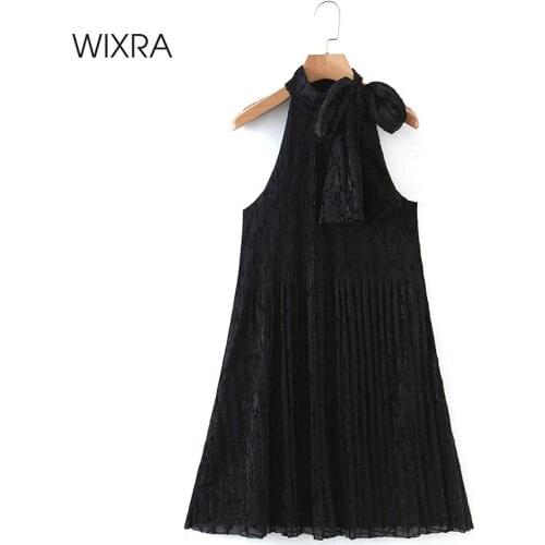 Wixra Black Halter Dresses Womens Sleeveless High Street Party Elegant Clothing 2021 Summer New Fashion