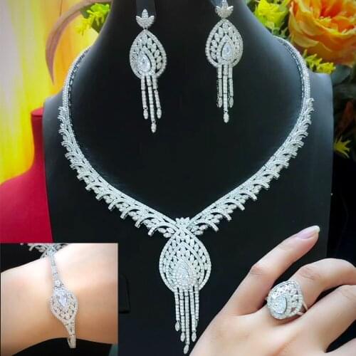 KellyBola Jewelry Fashion Luxury Cubic Zirconia Suit Female Bride Wedding Banquet Exquisite Design Jewelry Accessories New