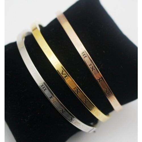 3pcs Best Friends Roman Numerals Stainless Steel Gold/Rose Gold/Silver Color Cuff Bangle Bracelet For Women