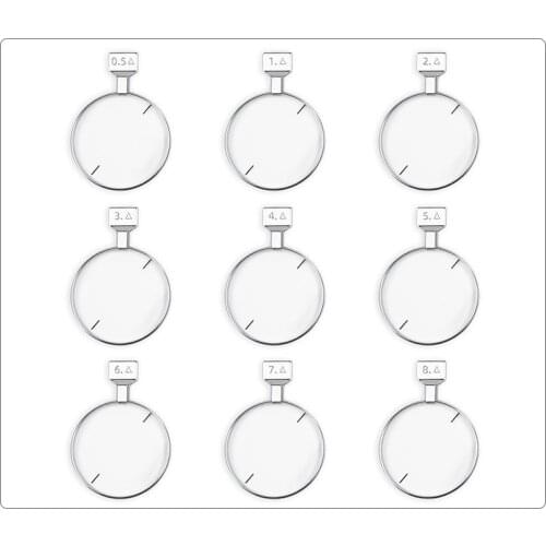 Optometric Lens Trial Lens Prism Lens Try-on Lens 0.5~8 Angularity 9 Kinds of Metal Ring Large Aperture Optical Glass