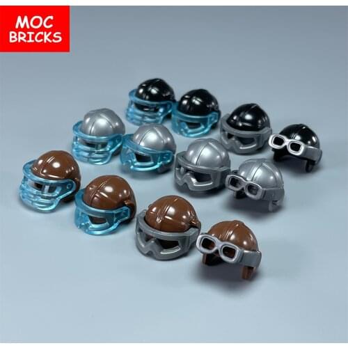 10pcs/lot MOC Bricks Colorful pilots motorcycle Helmet City swim Action Figure accessory building blocks toys for children gift
