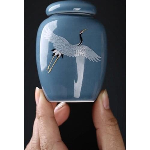 2pcs/set Sealed Storage Bottle Blue Color Household Supply Porcelain Tea Caddy Tea Box Mini Jar Portable Carry Powder Jar