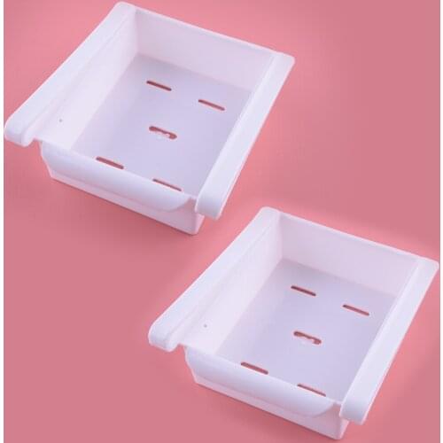 2Pcs Refrigerator Fridge Space Saver Storage Organizer Boxes Holders Shelves Racks Odor-free