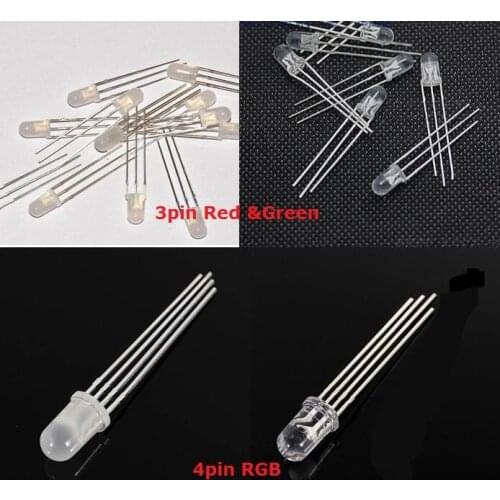 20PCS F5 Bi-color LED Red & Green common cathode 3Pin light emitting diode 5mm common anode positive negative RGB 4pin Clear