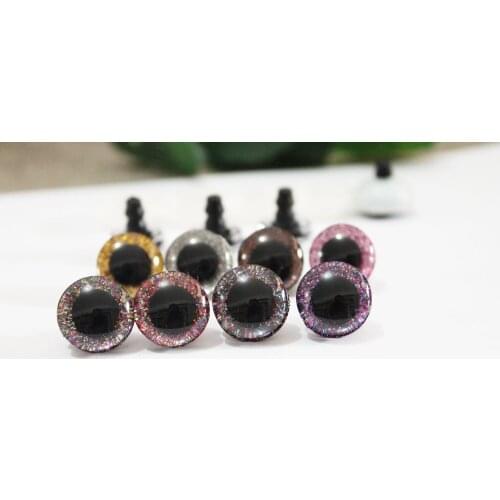 20pcs--N8 16mm short stem 3D CLEAR safety toy eyes &glitter Nonwovens & washer--long stem eyes
