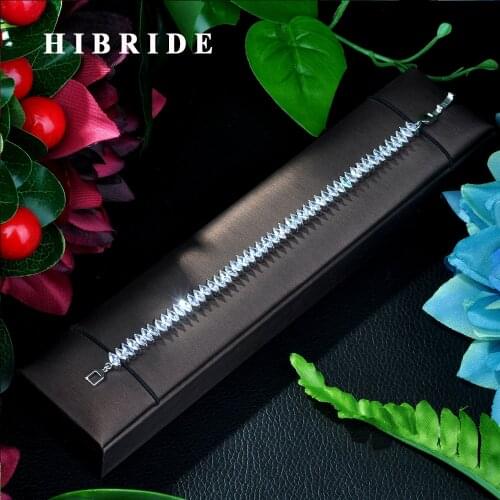 HIBRIDE 2019 Trendy AAA Cubic Zirconia Bracelet Pave Bracelet Adjustable Female Party Jewelry B-011