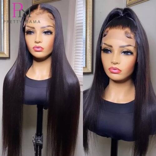 26 28 30 32 34 36 Inch 4x4 13x4 Straight Lace Front Human Hair Wigs Remy Brazilian Glueless Transparent Lace Closure Frontal Wig