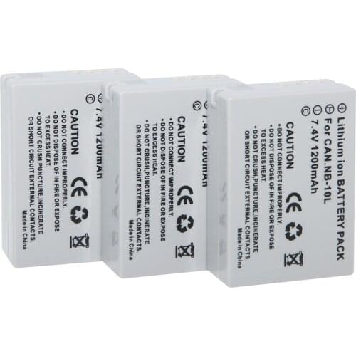 3pcs/lot 7.4V 1200mAh Digital Camera Battery Pack NB-10L NB10L For Canon G1X G15 G16 SX40HS SX50HS SX60HS SX40 SX50 HS Cameras