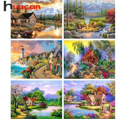 Huacan Diamond Embroidery Mosaic House 5D DIY Diamond Painting Cross Stitch Landscape Handicraft Paintings On The Wall