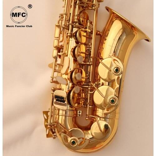 Free Shipping New Music Fancier Club Alto Saxophone Gold Lacquer Professional Alto Sax With Case Reeds Neck Mouthpiece