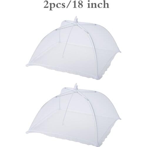 White Square Folding Removable Washable Mesh Table Cover Picnic Cover Tent Fruit Hood Fly Protection BBQ Parties Buffets Hood