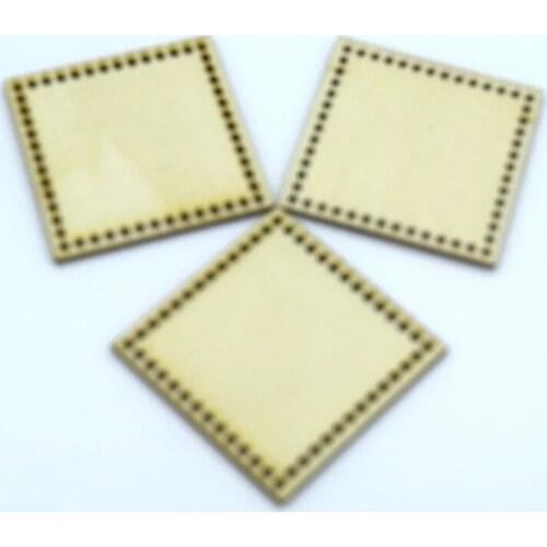 Free shipping20 pcs wood blank square with holes on the edges beginner cross stitch kit
