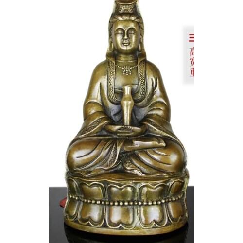 A large copper Avalokiteshvara worship Buddha Guanyin small bronze Guanyin