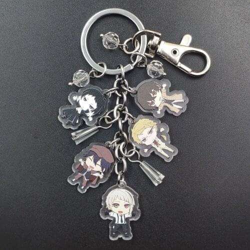 Bungo Stray Dogs New Luxurious Acrylic Anime Key Ring Cartoon Keychain Flash Beads Schoolbag Decoration Boy Girl Birthday Gift