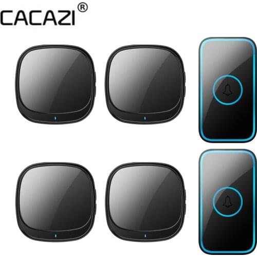 CACAZI USB Wireless Waterproof Doorbell 300M Range Intelligent Door Bell Chime 1 2 Button 3 4 5 Receiver 2021 Newest door bell