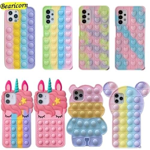Pop Bubble Fidget Toys Case For Samsung Galaxy A31 A51 A71 A32 A52 A72 A11 A21 A01 A02 A12 A10e A20e A30s A50s A70 M01 M11 Cover