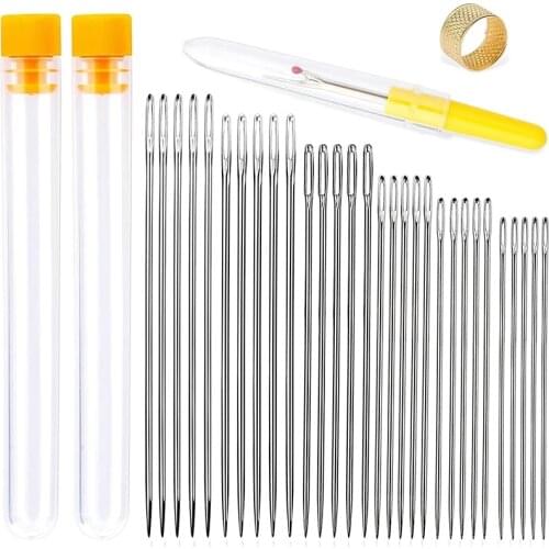 Dailylike 34 Pcs Large Eye Stitching Needles Cross Stitch Needles Embroidery Tool With Needle Storage And Tube Seam Ripper