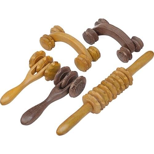 Wood Roller Massager Handle Massage Tool Reflexology Face Hand Foot Body Therapy Acupuncture Point Fragrant Massage Tool 1pcs