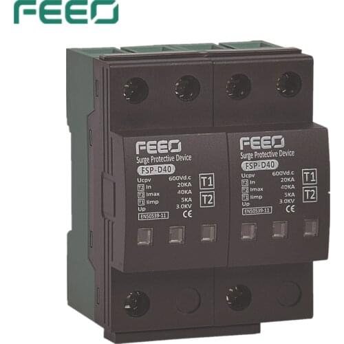 FEEO 2P 600V DC SPD Type 1+2 DC Surge Protective Device 7KA Arrester Device
